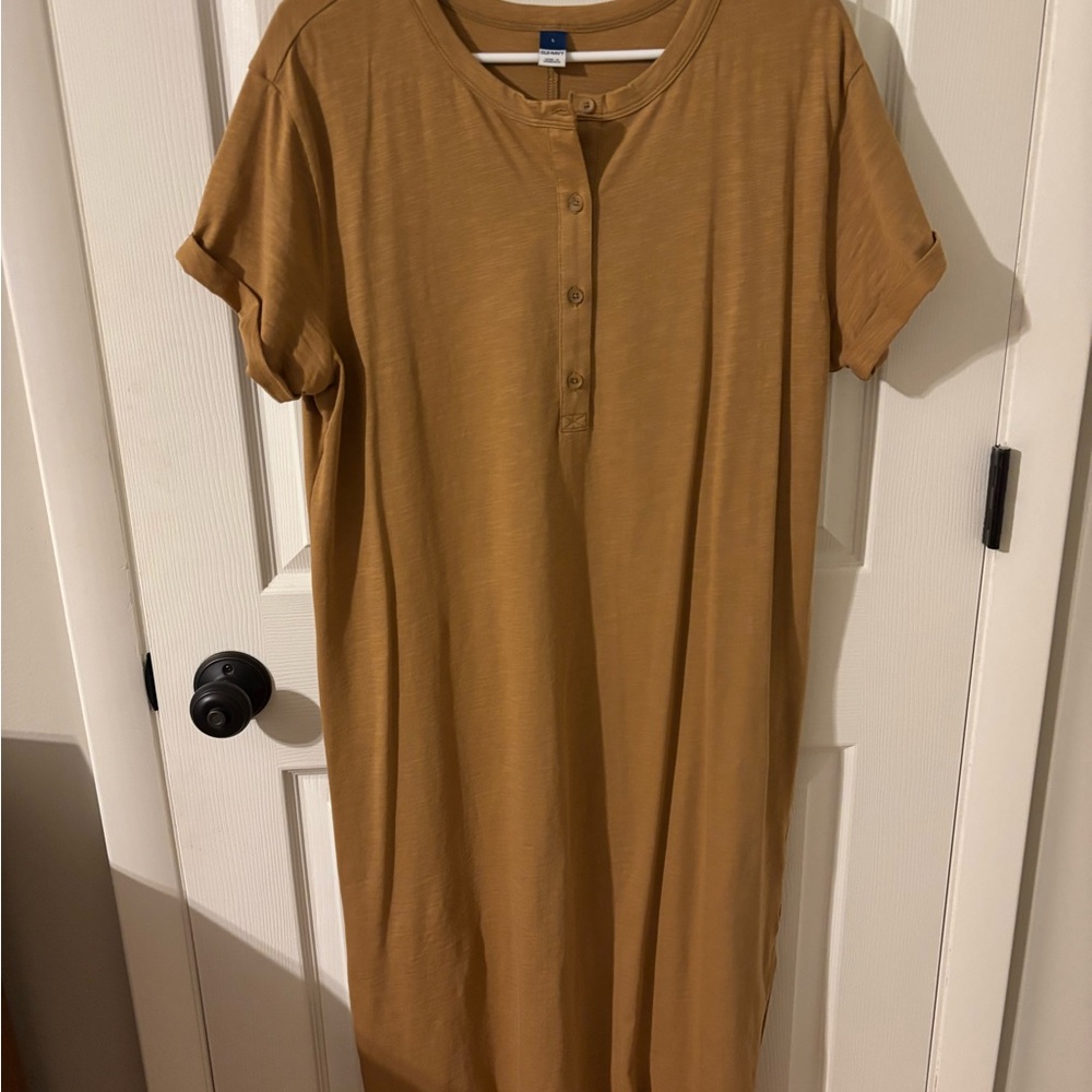 Casual Brown Button-Up Dress